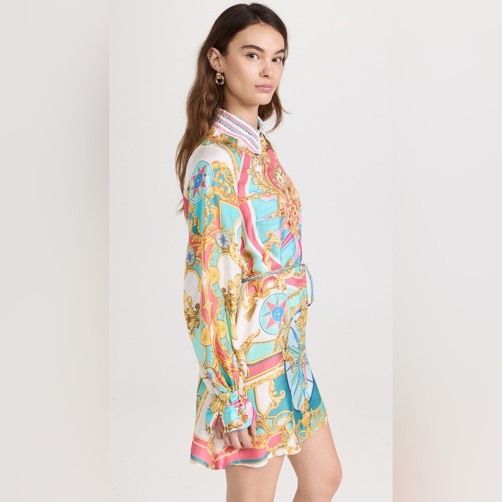 🩷SOLD🩷Camilla Shift Shirt Dress With Crochet Collar Sail Away With Me - Picture 5 of 17